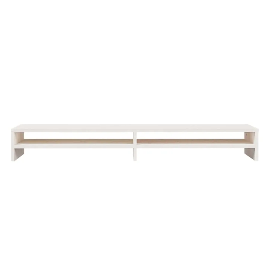 Support de moniteur Blanc 100x24x13 cm Bois de pin solide - 5