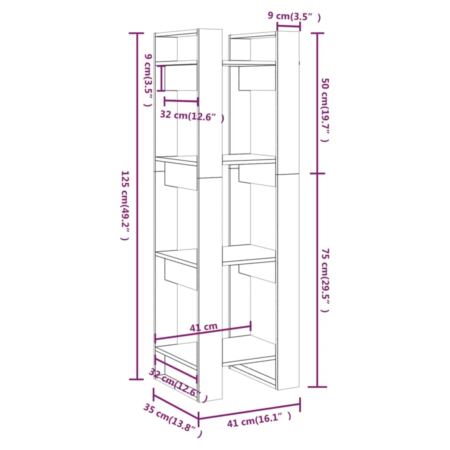 Bibliothèque/Cloison Marron miel 41x35x125 cm Bois massif - 8