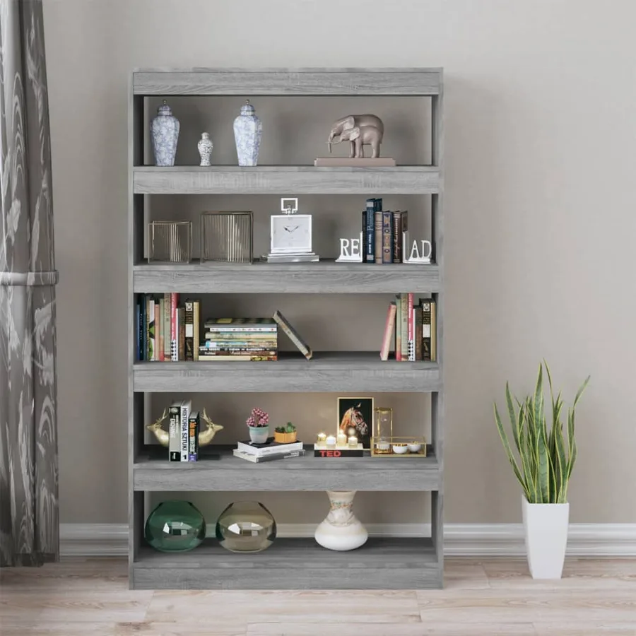 Bibliothèque/Séparateur de pièce sonoma gris 100x30x166 cm - 3
