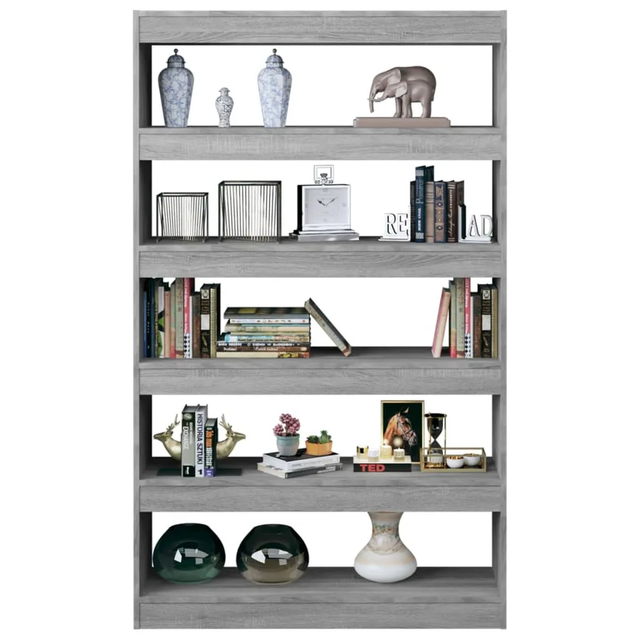 Bibliothèque/Séparateur de pièce sonoma gris 100x30x166 cm - 4