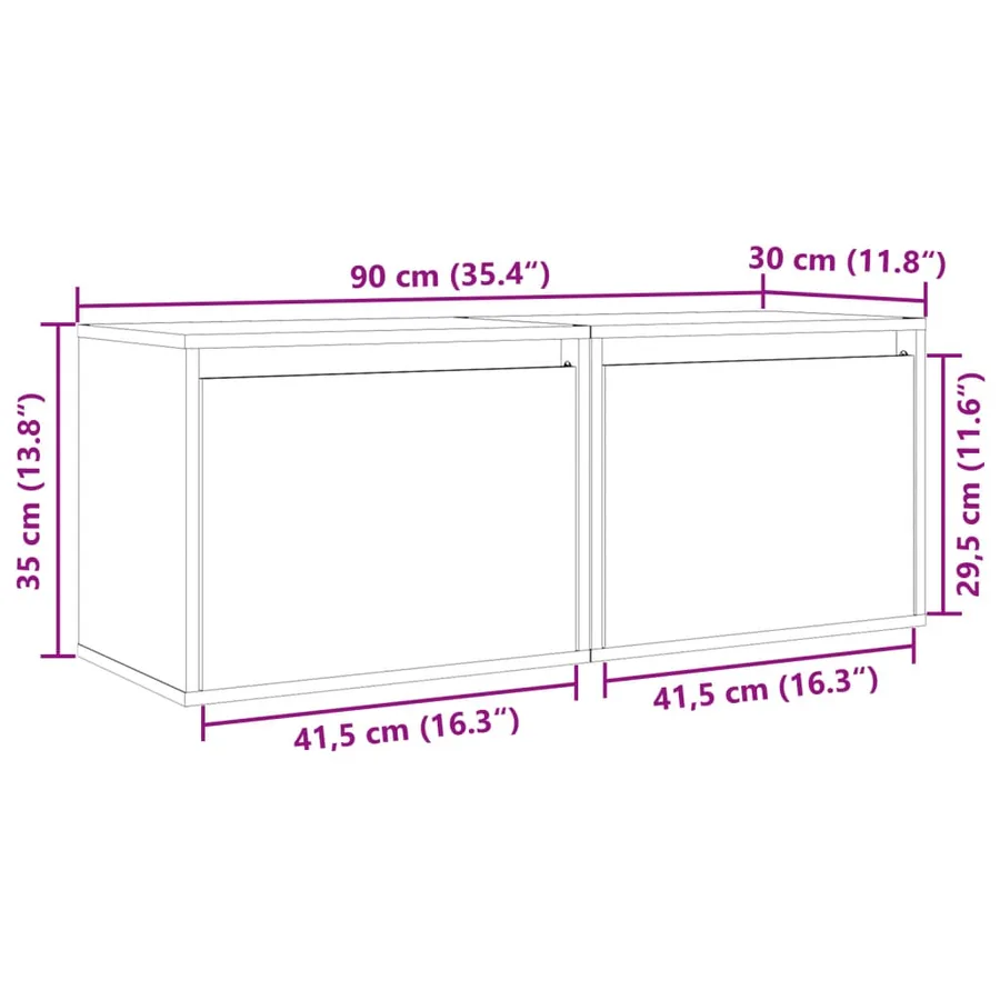 Armoires murales 2 pcs Blanc 45x30x35 cm Bois de pin massif - 14
