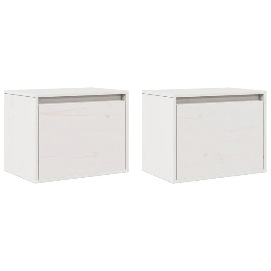 Armoires murales 2 pcs Blanc 45x30x35 cm Bois de pin massif - 3