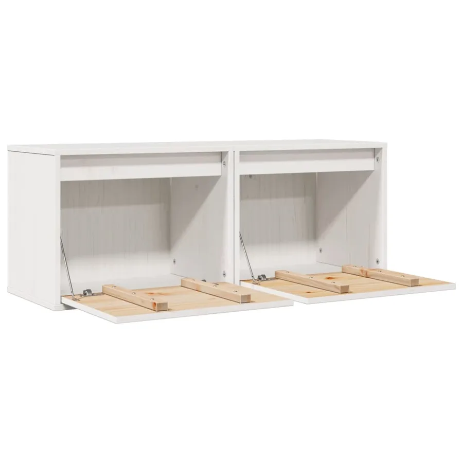 Armoires murales 2 pcs Blanc 45x30x35 cm Bois de pin massif - 6