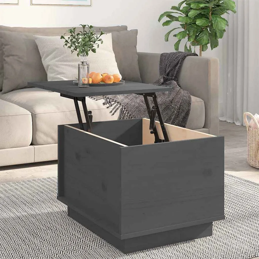 Table basse Gris 40x50x35 cm Bois massif de pin - 3