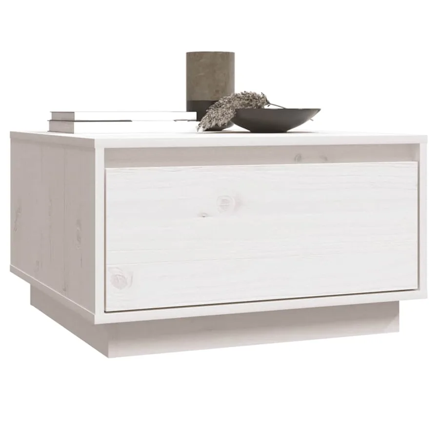 Table basse Blanc 55x56x32 cm Bois massif de pin - 4