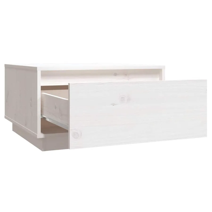 Table basse Blanc 55x56x32 cm Bois massif de pin - 5