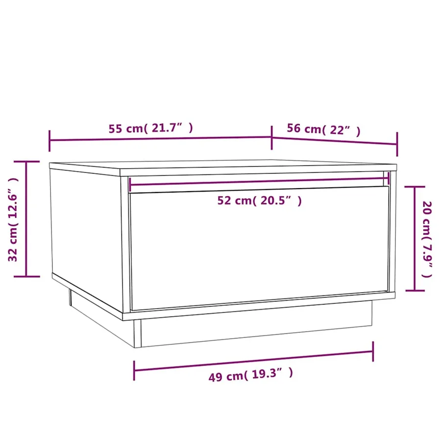 Table basse Blanc 55x56x32 cm Bois massif de pin - 9