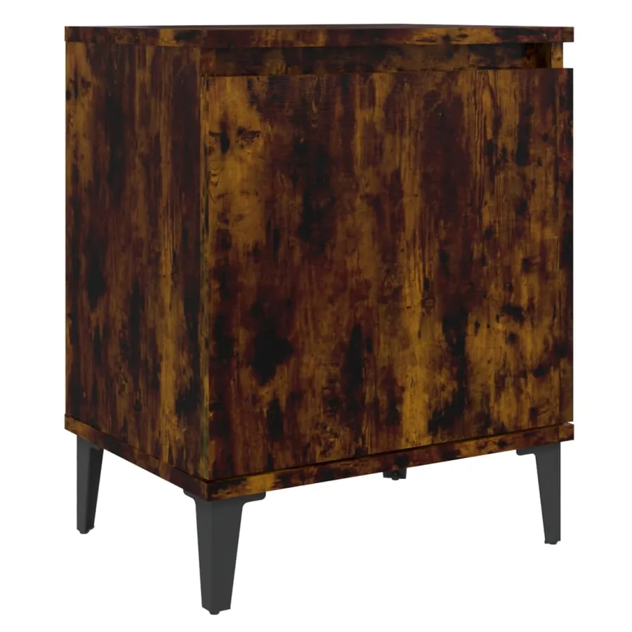 Tables de chevet avec pieds en métal chêne fumé 40x30x50 cm - 4