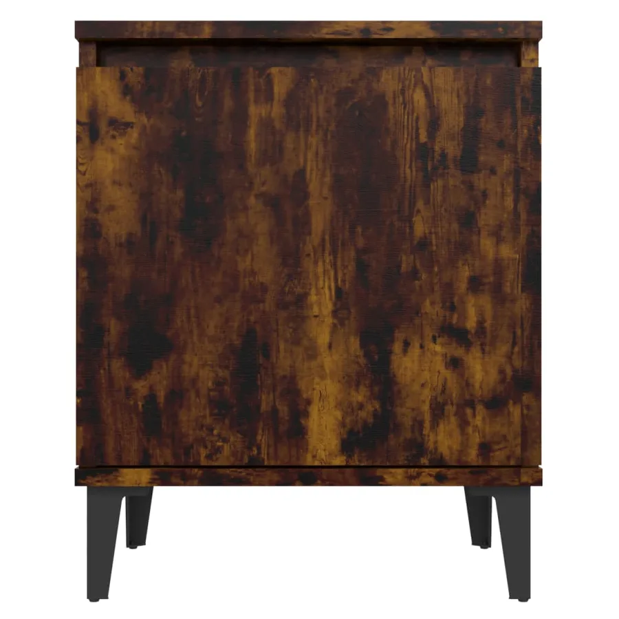 Tables de chevet avec pieds en métal chêne fumé 40x30x50 cm - 5
