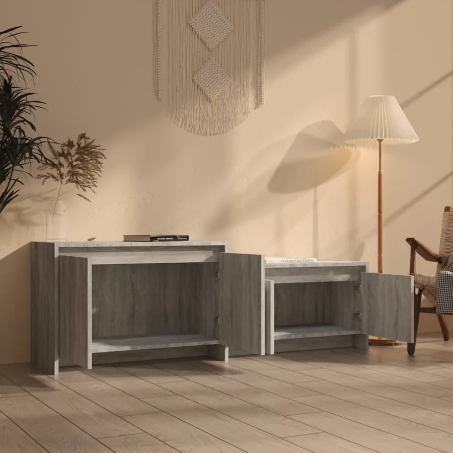 Meuble TV Sonoma gris 146,5x35x50 cm Bois d'ingénierie - 3