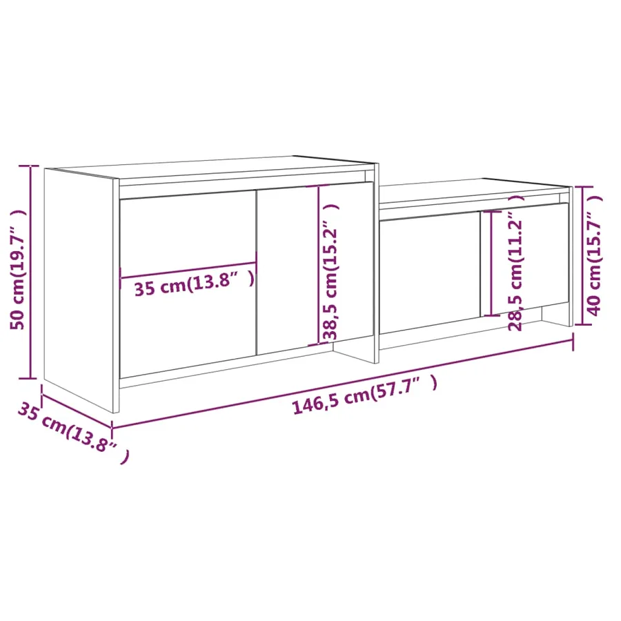 Meuble TV Sonoma gris 146,5x35x50 cm Bois d'ingénierie - 9