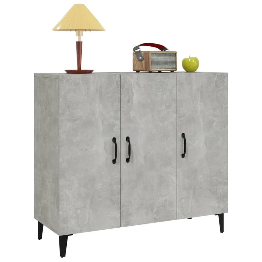 Buffet gris béton 90x34x80 cm bois d'ingénierie - 4