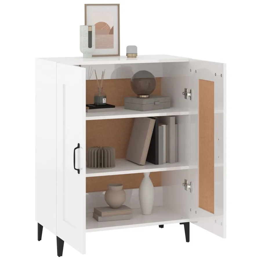 Buffet Blanc brillant 69,5x34x90 cm Bois d'ingénierie - 4
