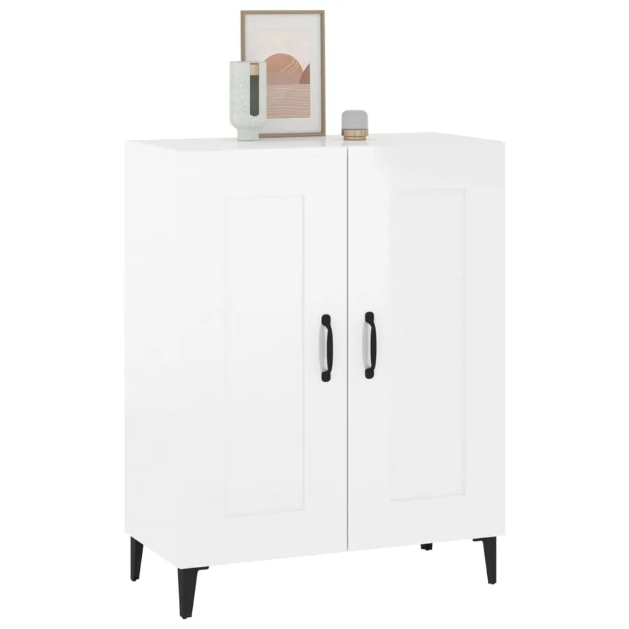 Buffet Blanc brillant 69,5x34x90 cm Bois d'ingénierie - 5