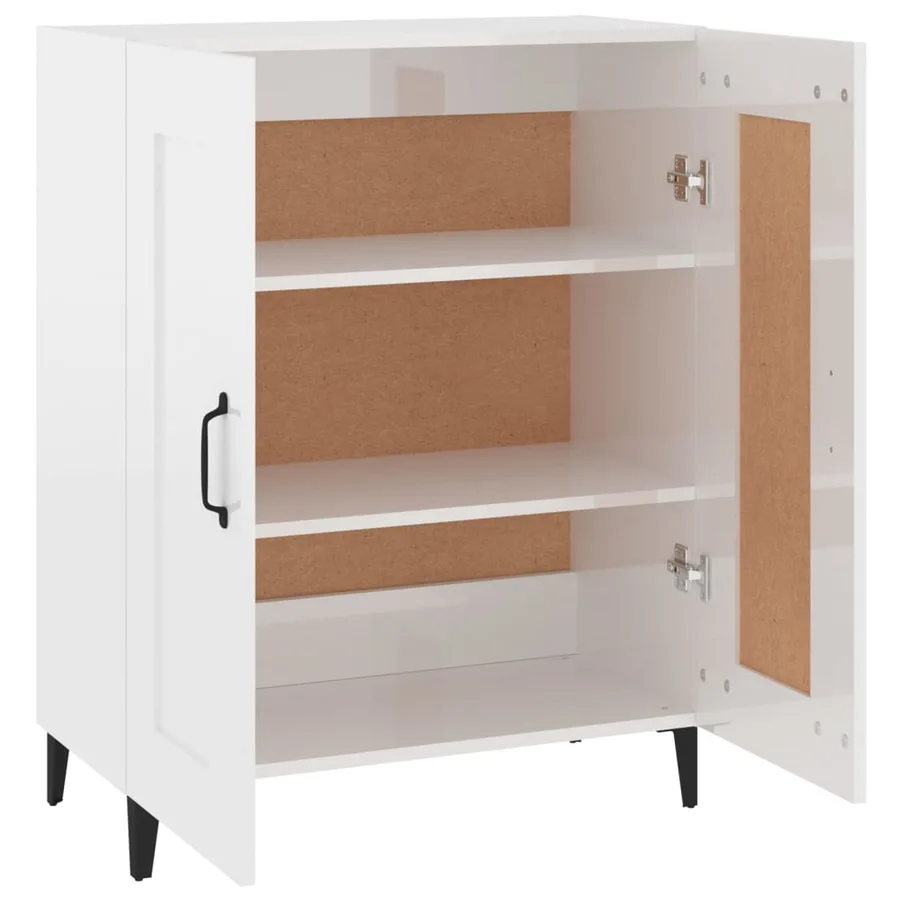 Buffet Blanc brillant 69,5x34x90 cm Bois d'ingénierie - 6