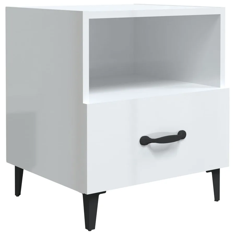 Tables de chevet 2 pcs Blanc brillant Bois d'ingénierie - 3