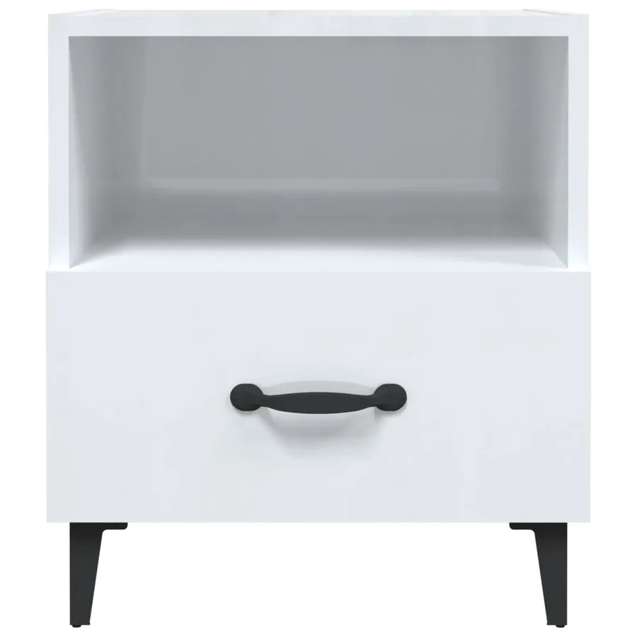 Tables de chevet 2 pcs Blanc brillant Bois d'ingénierie - 4