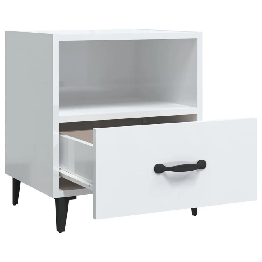 Tables de chevet 2 pcs Blanc brillant Bois d'ingénierie - 6
