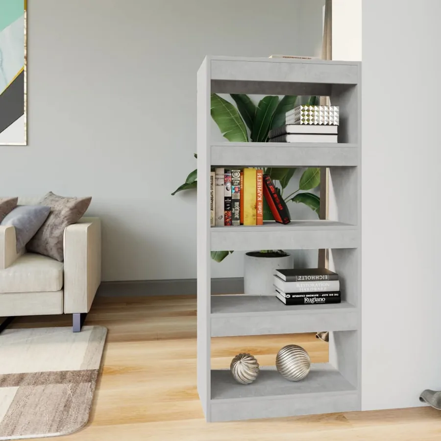 Bibliothèque/Séparateur de pièce Gris béton bois d'ingénierie