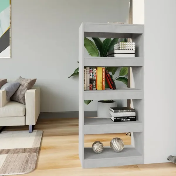Bibliothèque/Séparateur de pièce Gris béton bois d'ingénierie