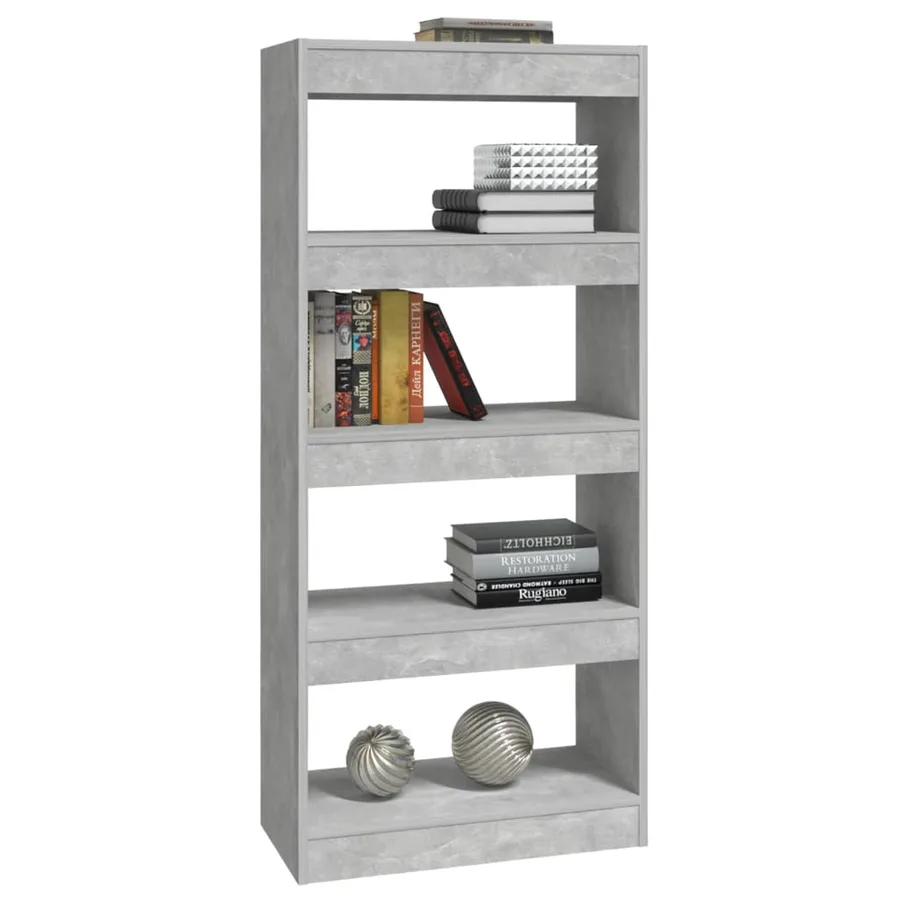 Bibliothèque/Séparateur de pièce Gris béton bois d'ingénierie - 4