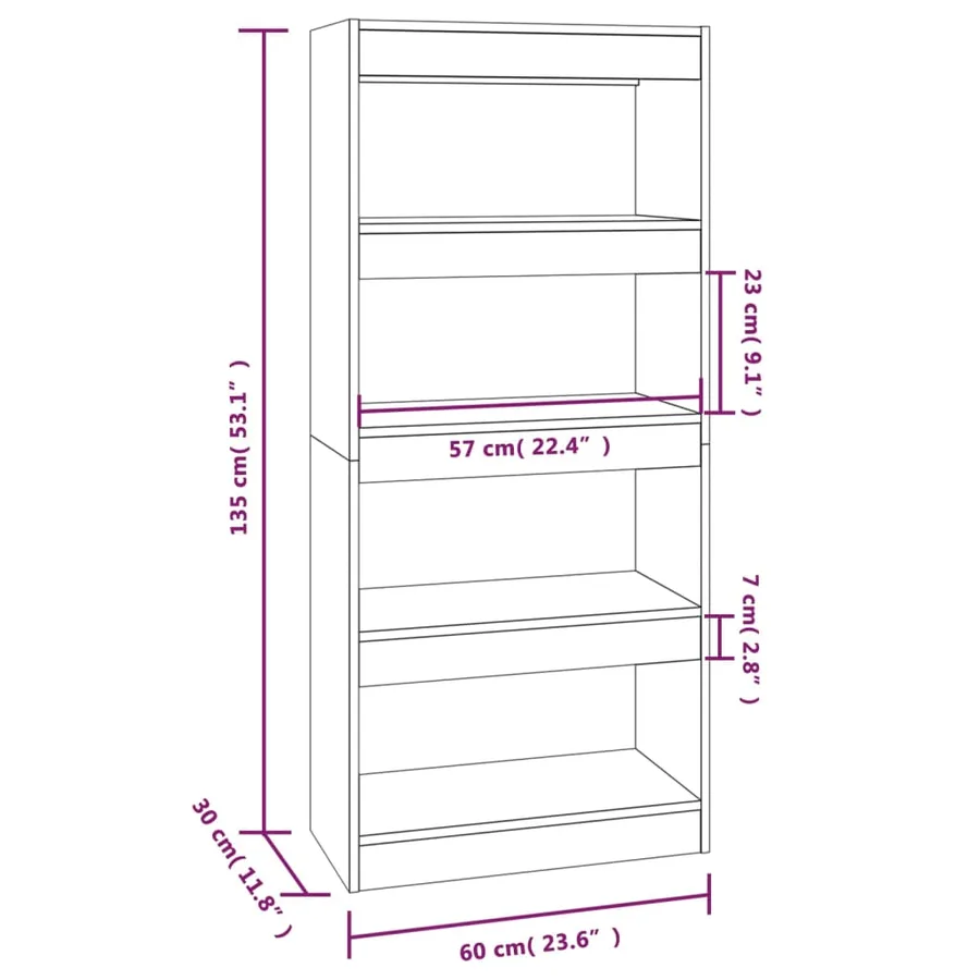 Bibliothèque/Séparateur de pièce Gris béton bois d'ingénierie - 7