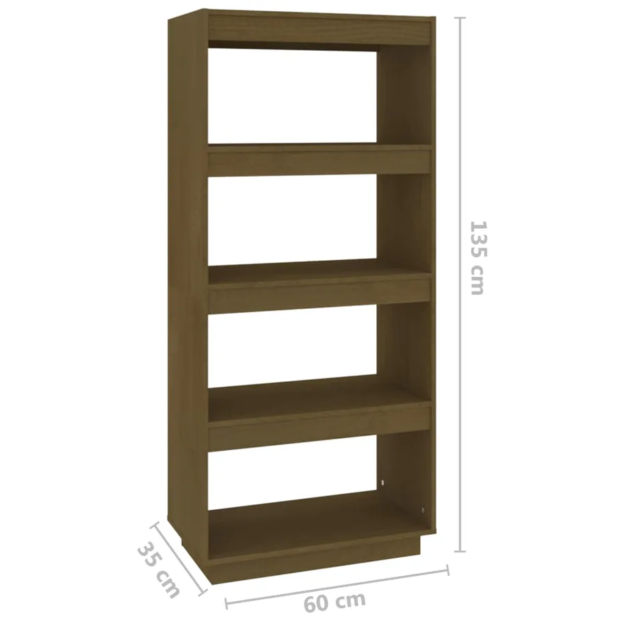 Bibliothèque/Séparateur de pièce Marron miel 60x35x135 cm Pin - 7