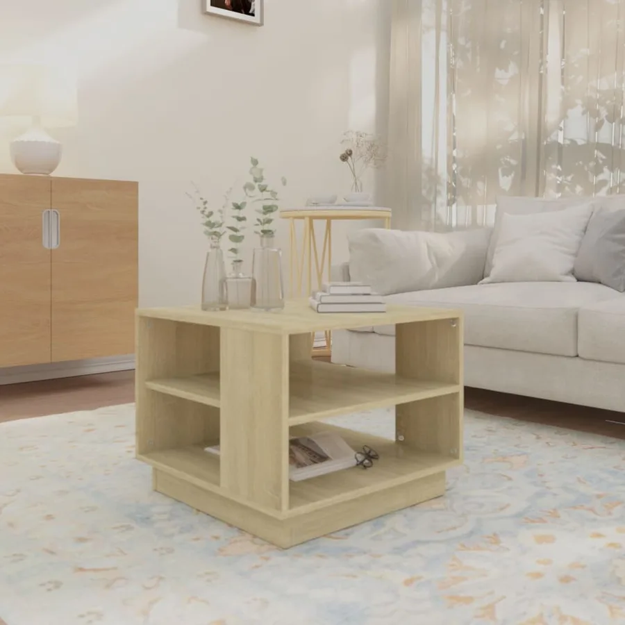 Table basse chêne sonoma 55x55x43 cm bois d'ingénierie - 3