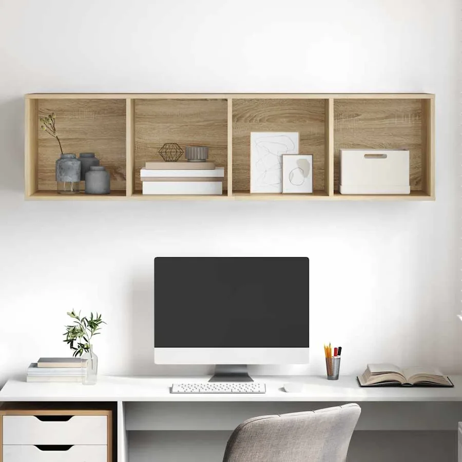 Meuble TV mural Chêne sonoma 37x37x142,5 cm Bois d’ingénierie - 4