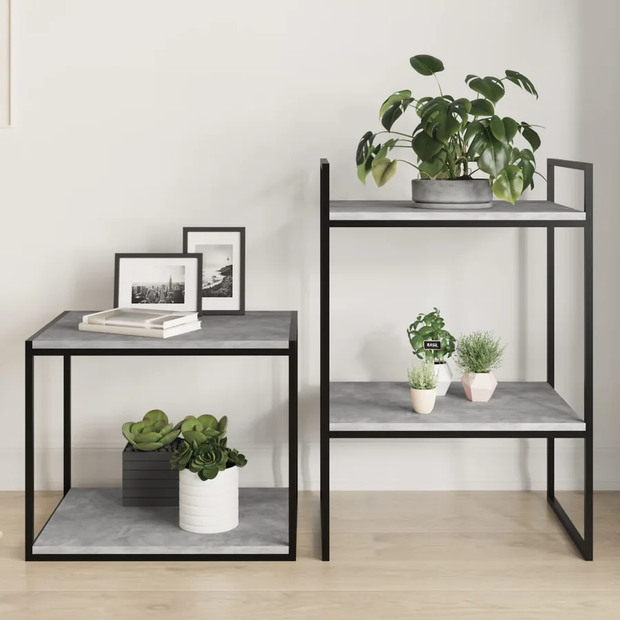 Panneaux de bibliothèque 8 pcs gris béton bois d’ingénierie - 3
