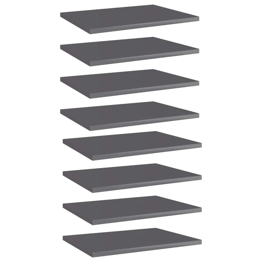 Panneaux de bibliothèque 8 pcs gris brillant bois d’ingénierie