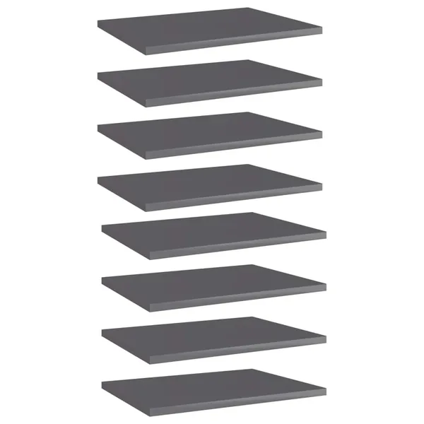 Panneaux de bibliothèque 8 pcs gris brillant bois d’ingénierie
