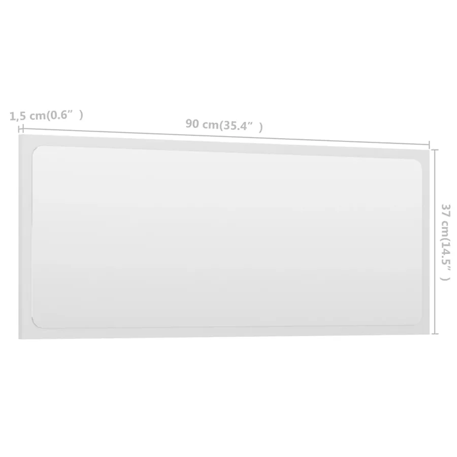 Miroir de salle de bain Blanc 90x1,5x37 cm Aggloméré - 5