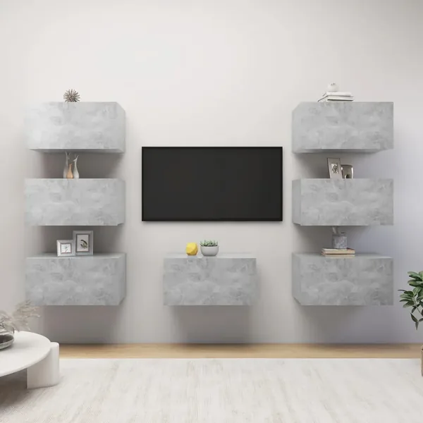 Meubles TV 7 pcs Gris béton 30,5x30x60 cm Bois d'ingénierie