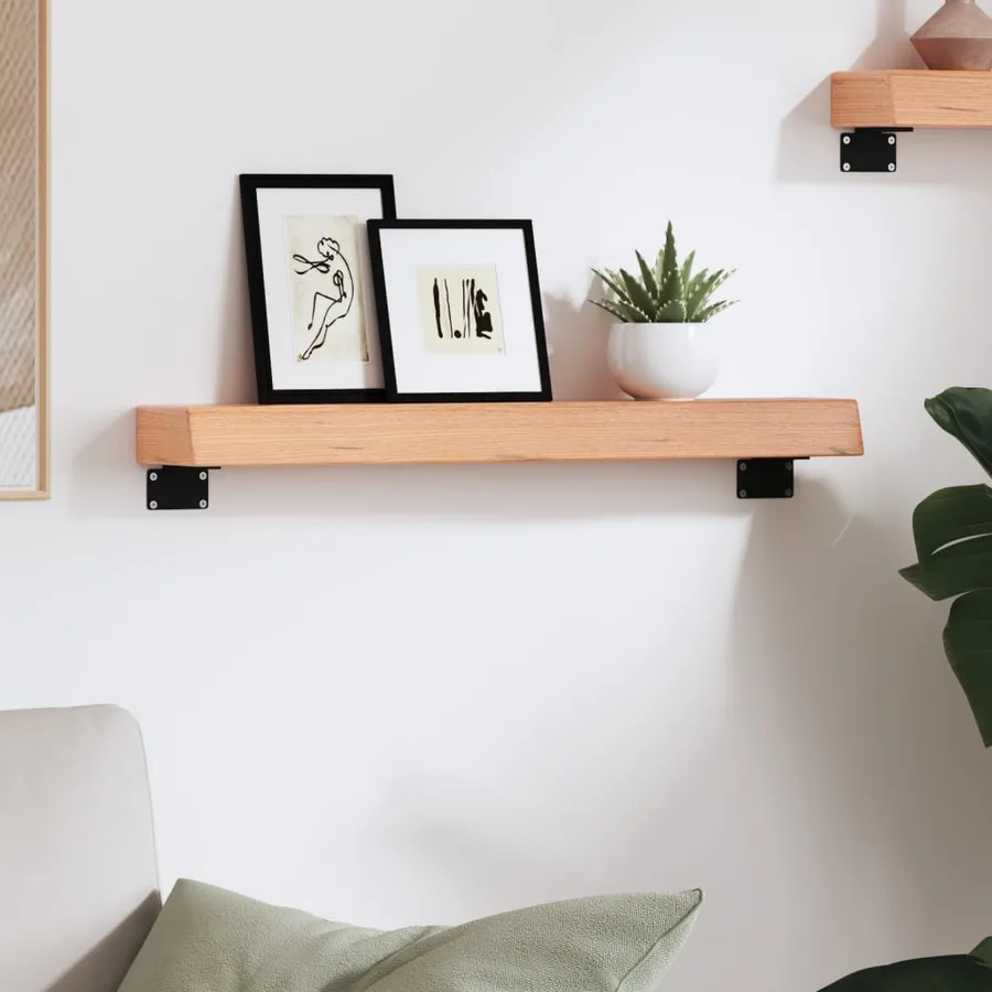 Étagère murale marron clair 60x10x6 cm bois chêne massif traité - 3