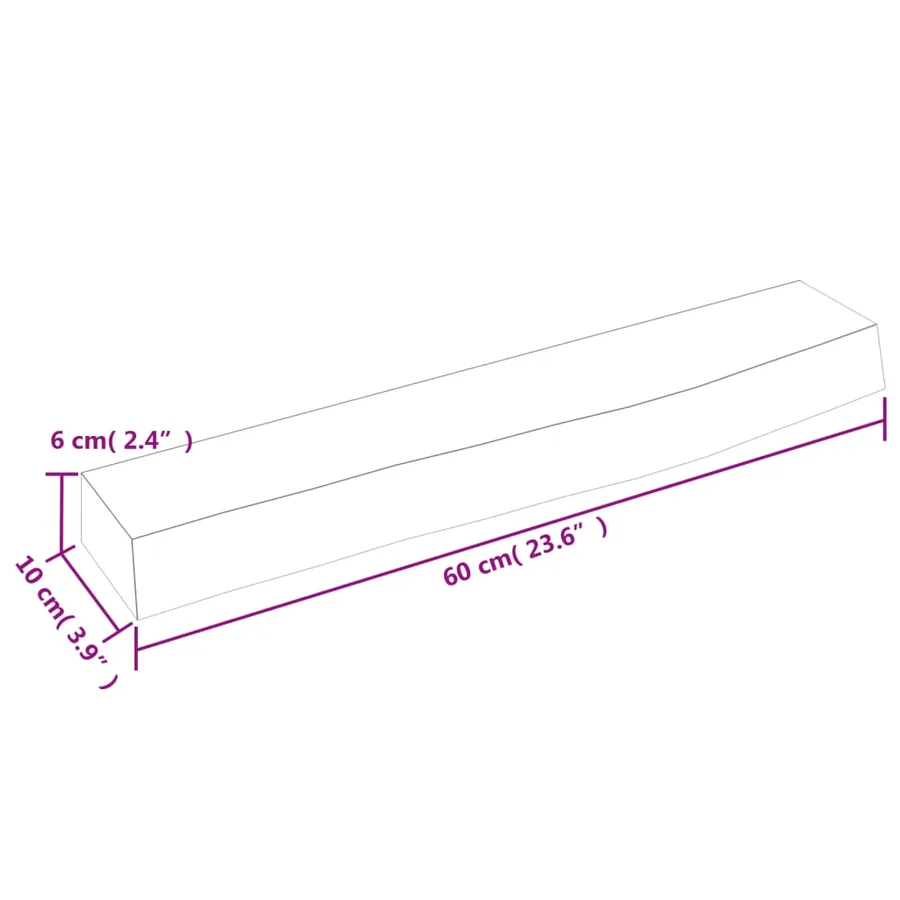 Étagère murale marron clair 60x10x6 cm bois chêne massif traité - 7