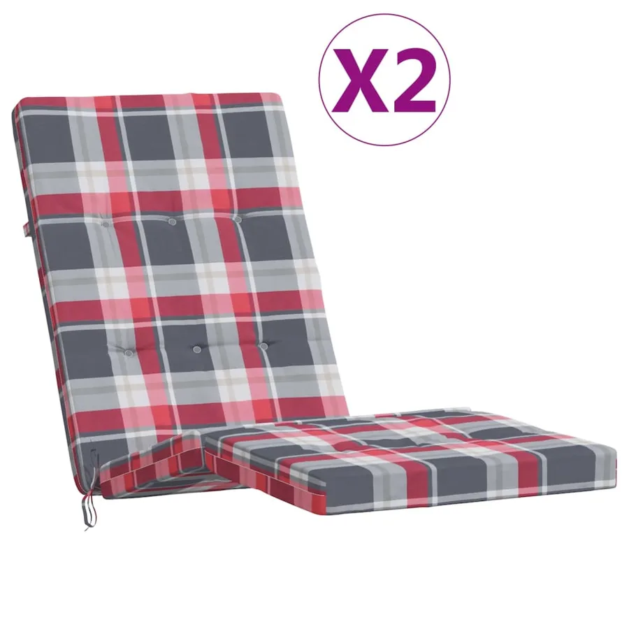 Coussins de chaise longue lot de 2 motif à carreaux rouges - 2