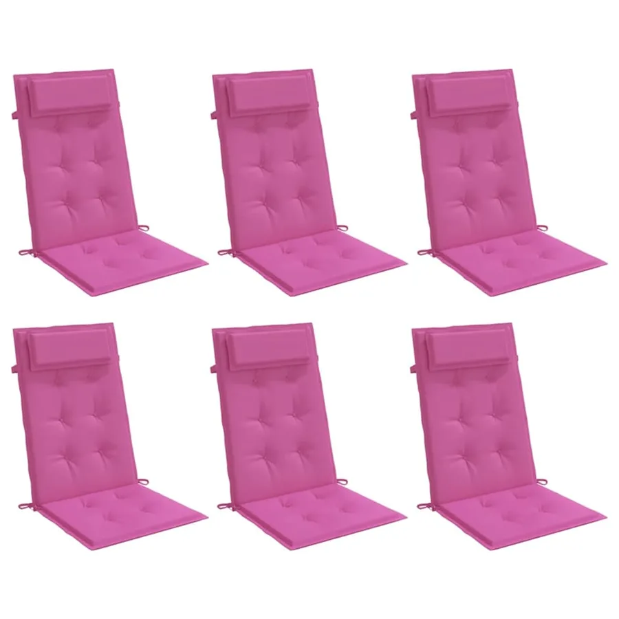 Coussins de chaise à dossier haut lot de 6 rose tissu oxford - 3