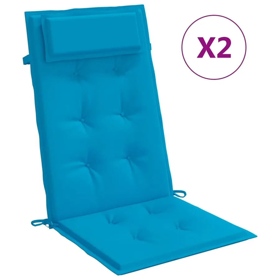 Coussins de chaise à dossier haut lot de 2 bleu clair - 2