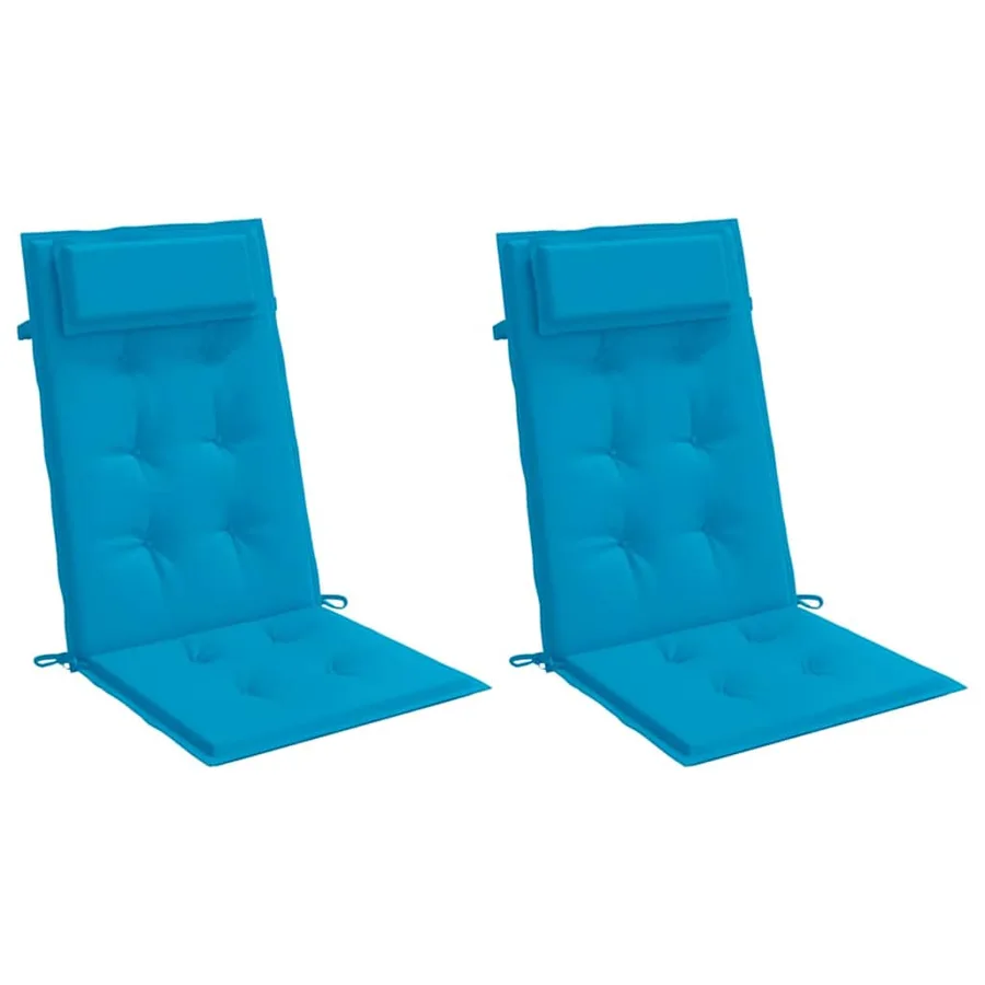 Coussins de chaise à dossier haut lot de 2 bleu clair - 3