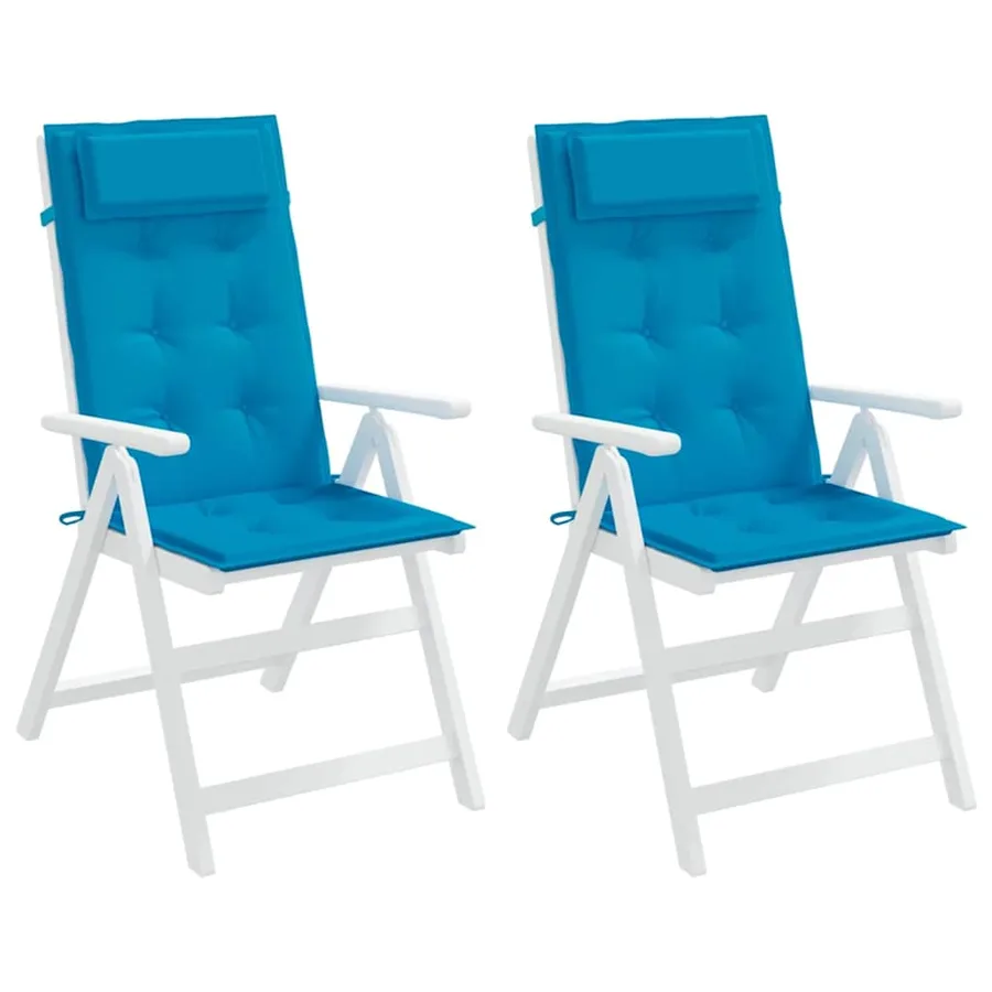 Coussins de chaise à dossier haut lot de 2 bleu clair - 4
