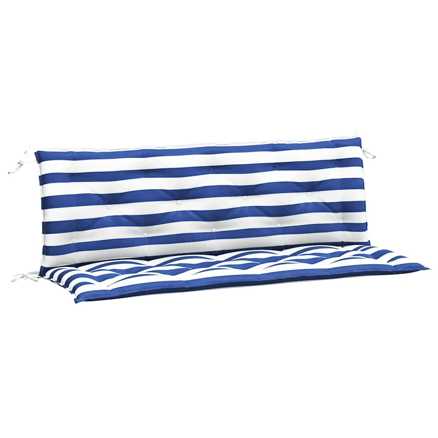 Coussins de banc de jardin lot de 2 rayures bleues et blanches - 2