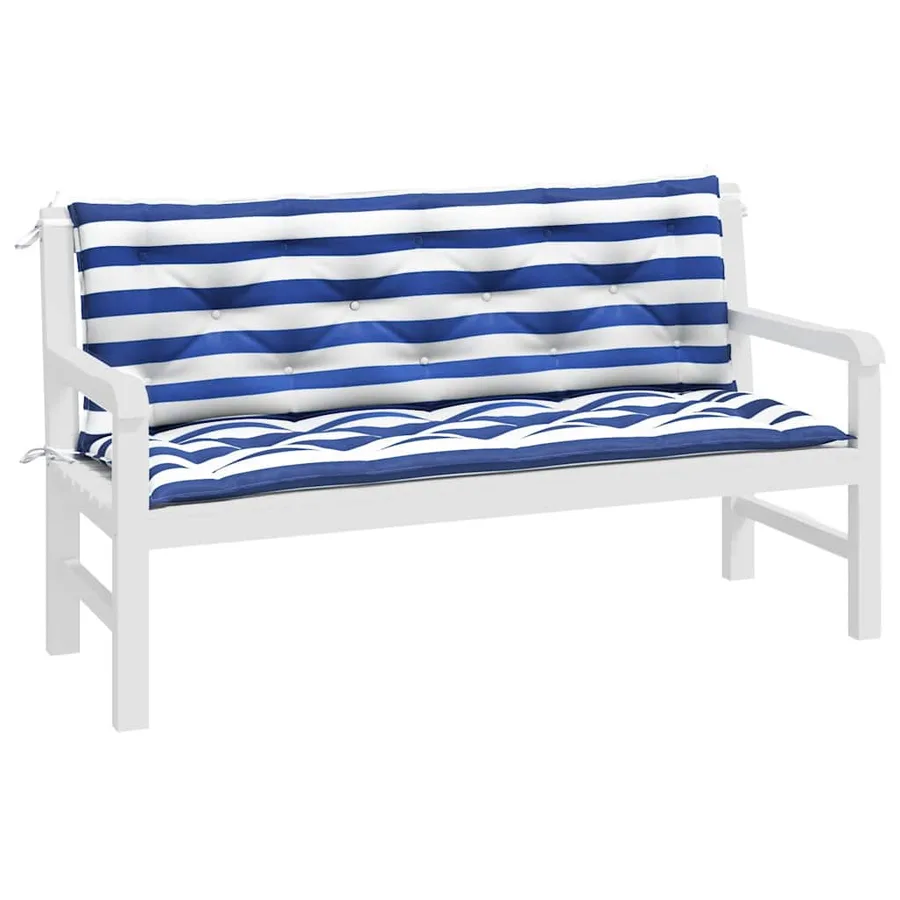 Coussins de banc de jardin lot de 2 rayures bleues et blanches - 4