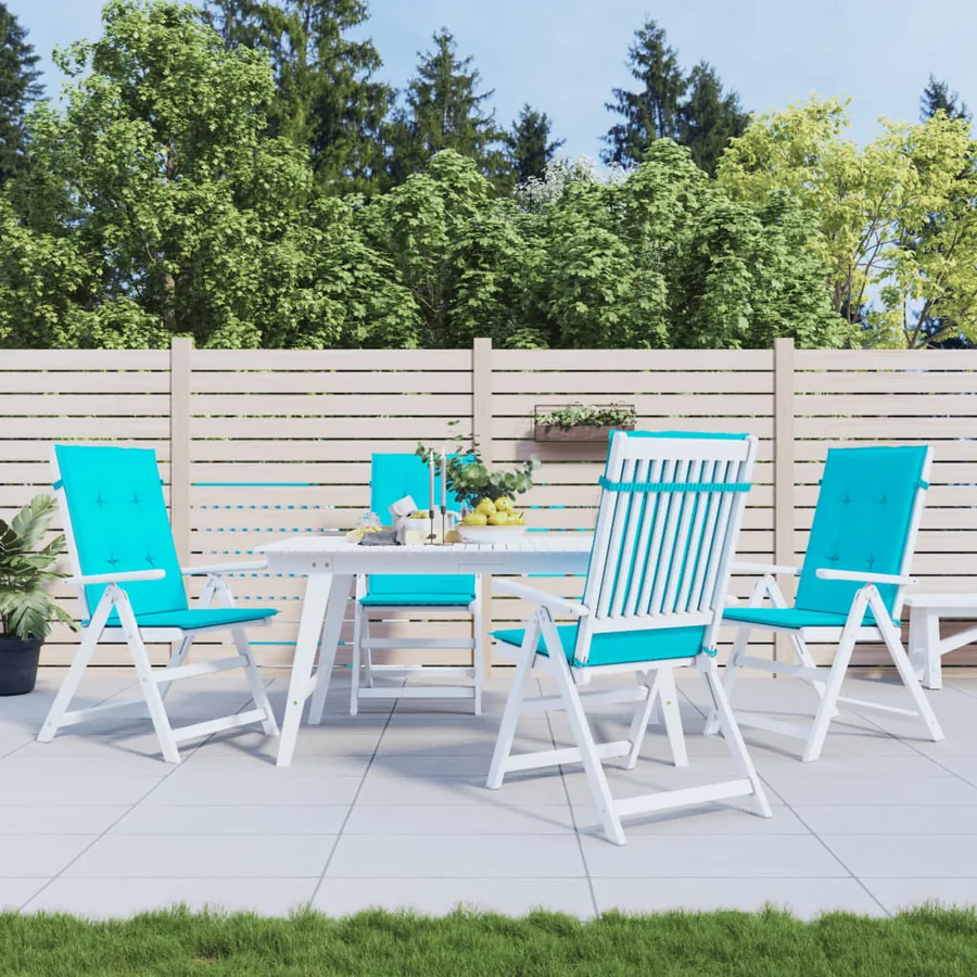 Coussins de chaise à dossier haut lot de 4 turquoise tissu