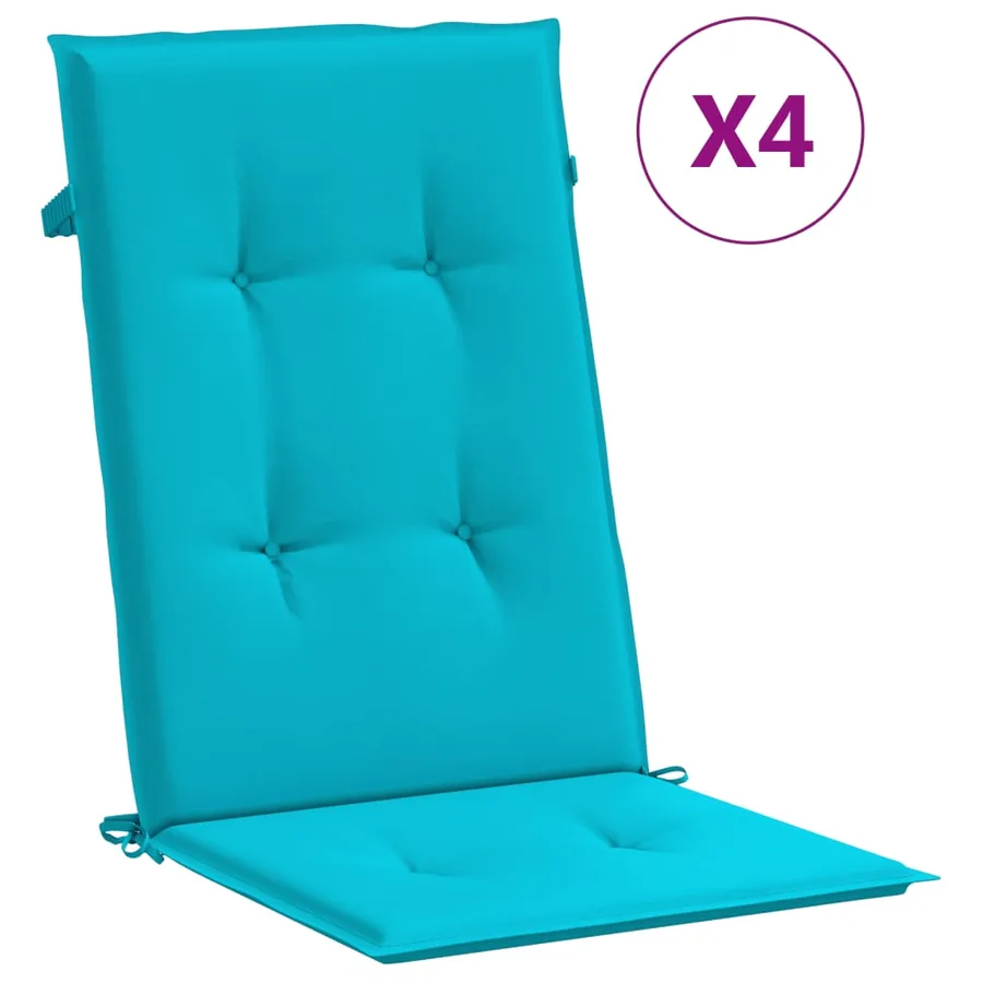 Coussins de chaise à dossier haut lot de 4 turquoise tissu - 2