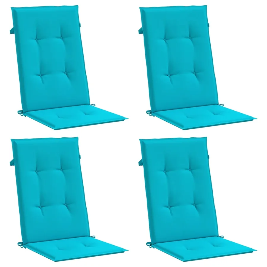 Coussins de chaise à dossier haut lot de 4 turquoise tissu - 3