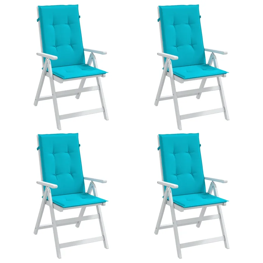 Coussins de chaise à dossier haut lot de 4 turquoise tissu - 4