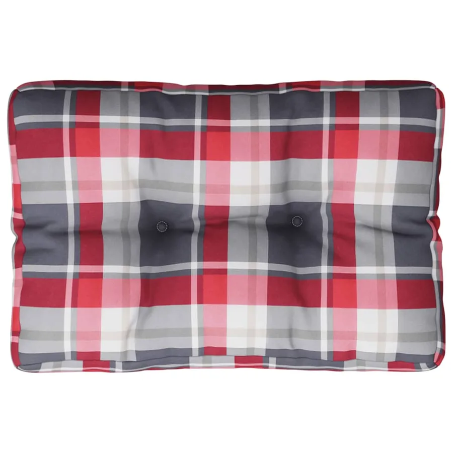 Coussin de palette motif à carreaux rouge 60x40x12 cm tissu - 2