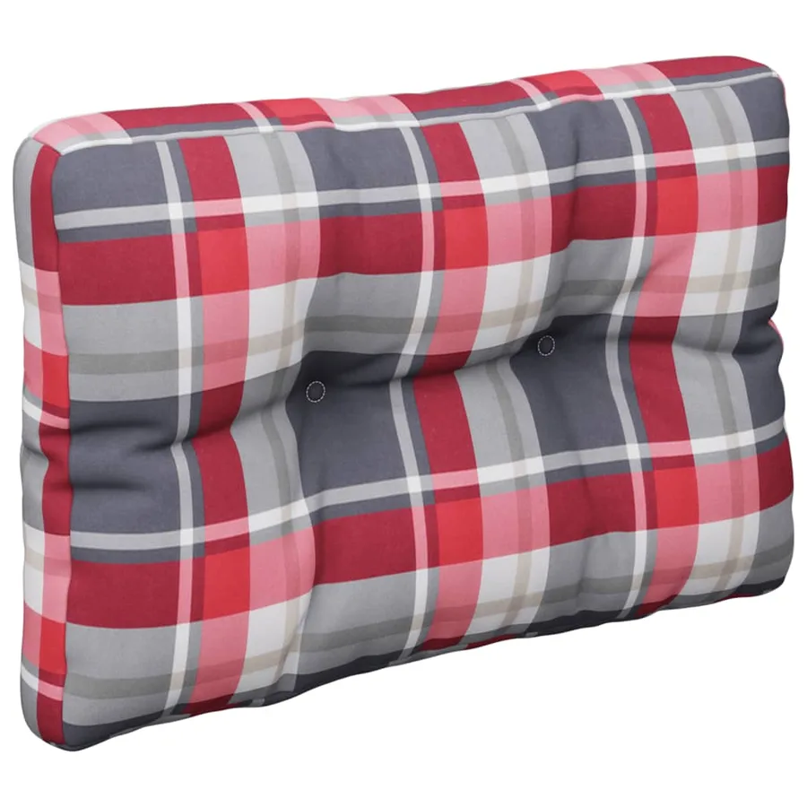 Coussin de palette motif à carreaux rouge 60x40x12 cm tissu - 4