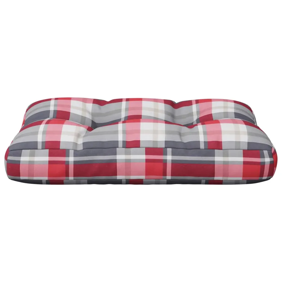 Coussin de palette motif à carreaux rouge 60x40x12 cm tissu - 5